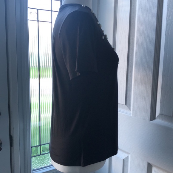 Zara Ladies Gorgeous Black Short Sleeve Top with Pearls, all Pearls Intact EUC - Picture 4 of 5